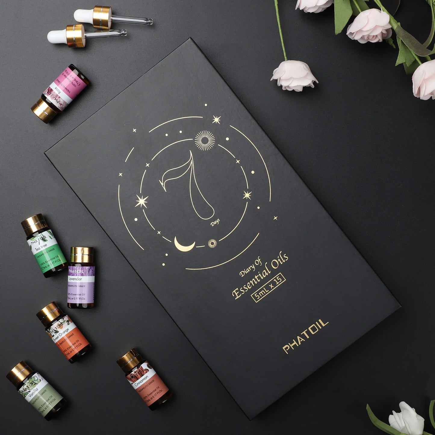 PHATOIL Essential Oils 15pcs Gift Set For Diffuser Lavender Eucalyptus Jasmine Sweet Orange Peppermint Vanilla 5ml Aroma Oils