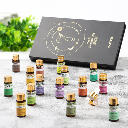 PHATOIL Essential Oils 15pcs Gift Set For Diffuser Lavender Eucalyptus Jasmine Sweet Orange Peppermint Vanilla 5ml Aroma Oils
